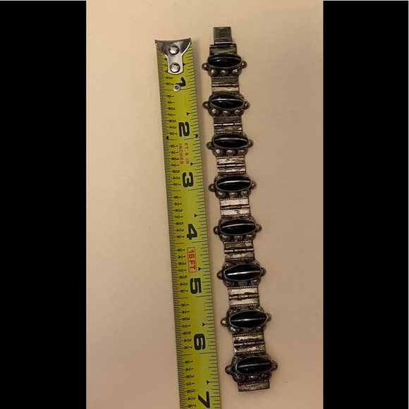 Vintage 925 Sterling Silver 🖤 Onyx Bracelet - Picture 5 of 10